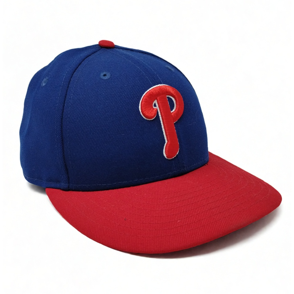 Streetwear Athletic New Era Philadelphia Phillies Fitted Hat Size 7 3/8 Poly
